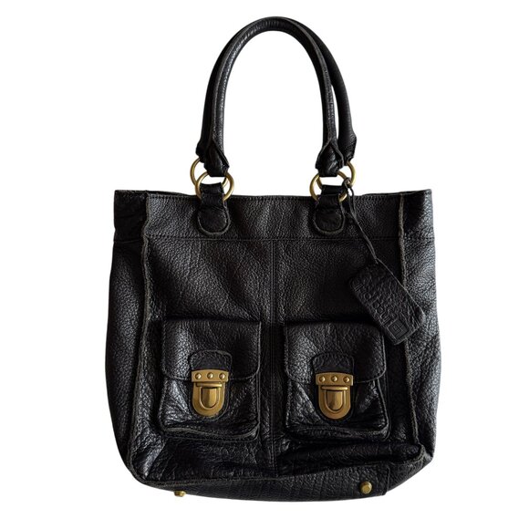 Linea Pelle Black Leather Shoulder Handbag Tote Soft Weighty Leather - Picture 1 of 16